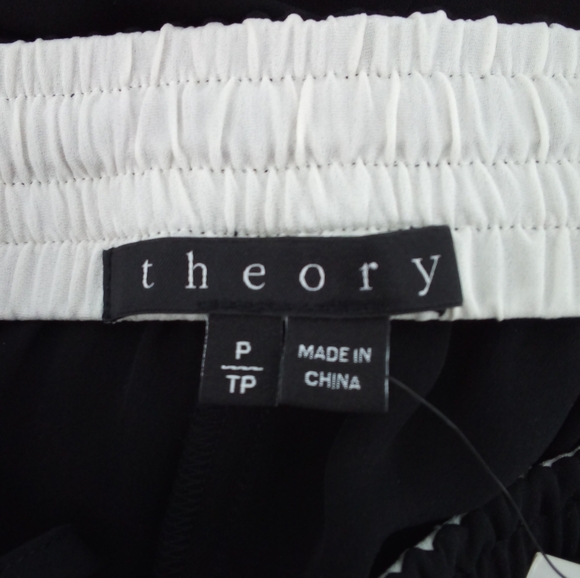 $235 NWT Theory Jesha 100% Silk Tuxedo Sheer Skinny Leg Drawstring Ankle Pants S - Picture 6 of 12